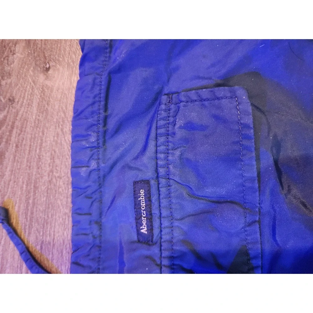 Vintage Abercrombie & Fitch Blue‎ Nylon Track Pants Y2K 90s Zip Pockets Mens L